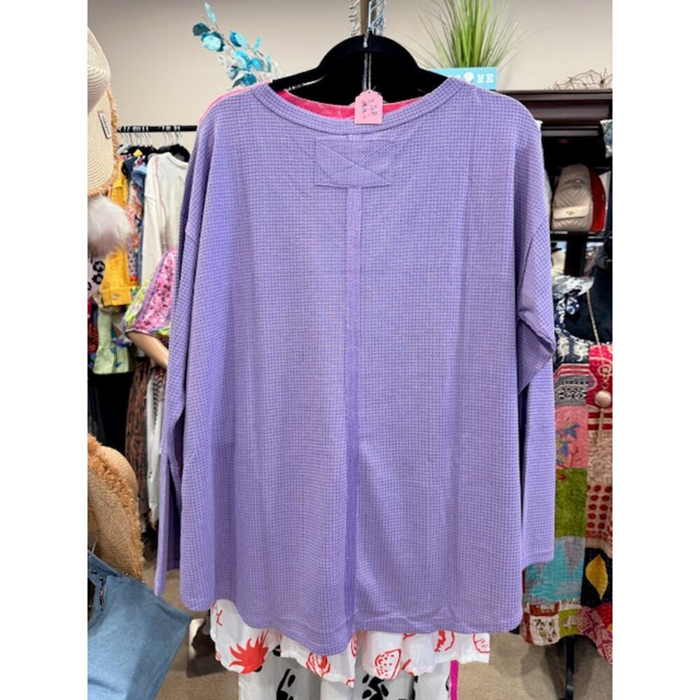 Andree by UNIT - Lavender Waffle Long Sleeve Top - 3X - Picture 5 of 5